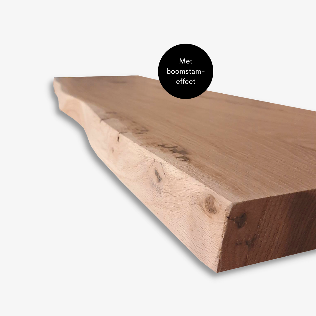 Volgen bossen houten Wandplank Eiken Boomstam - Diepte 40 cm - Diverse maten - Robustiek Wonen